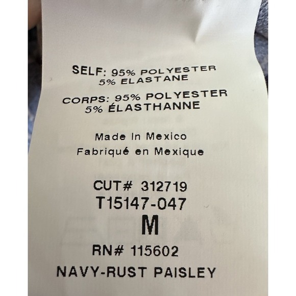 NWT Lush Naomi Square Neck Cropped Knit Top Navy Rust Paisley Size M Medium - Picture 7 of 7